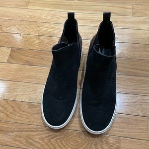 Steve Madden black suede & snakeskin sneaker / slip-on